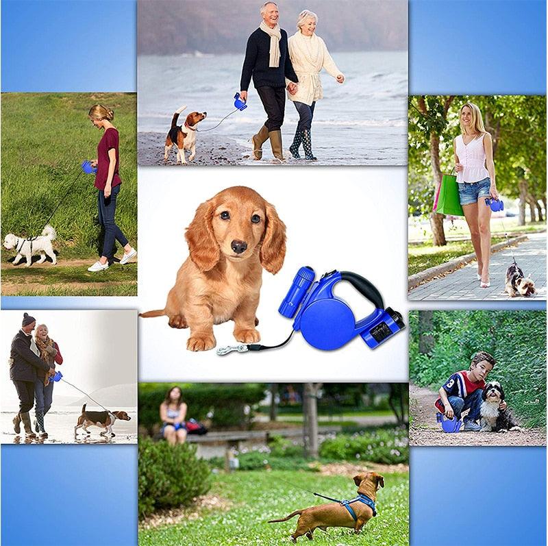 SunnyNest™ Nightwalk LED Retractable Dog Leash + Bag Holder