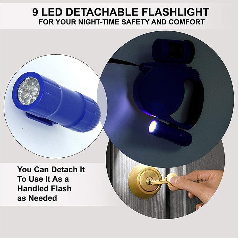 SunnyNest™ Nightwalk LED Retractable Dog Leash + Bag Holder