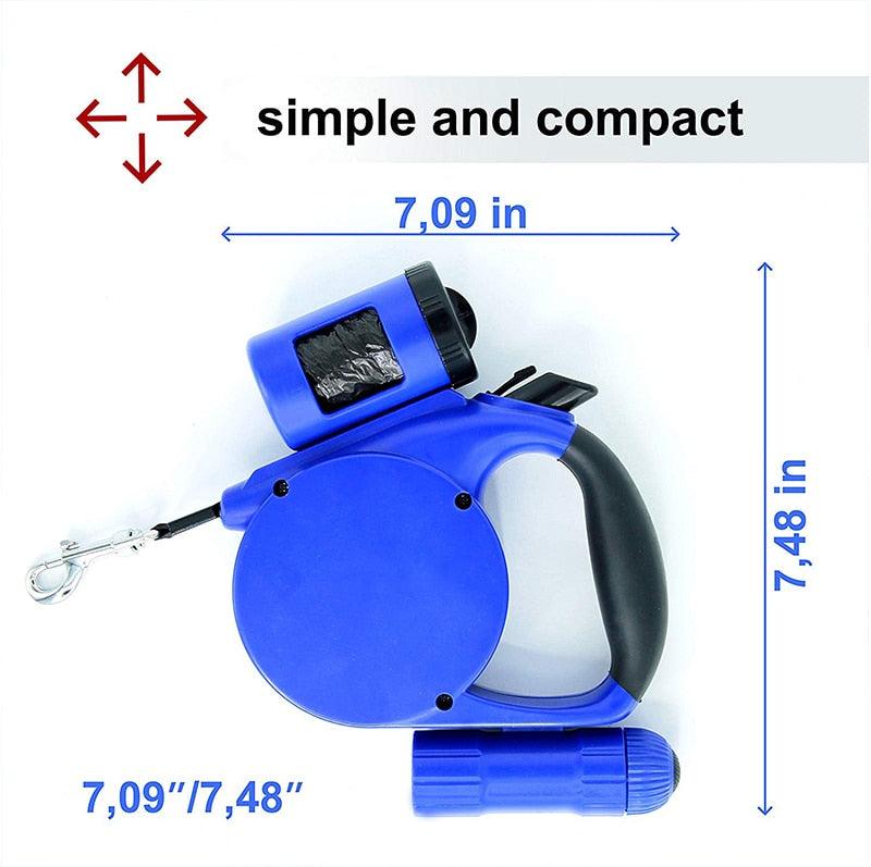 SunnyNest™ Nightwalk LED Retractable Dog Leash + Bag Holder